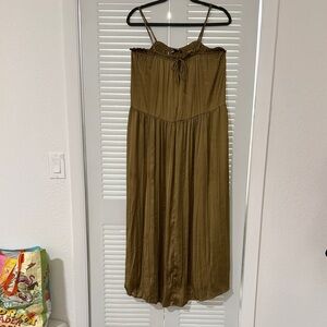 Zara Olive green pleated Maxi Dress